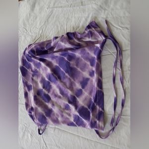 Shein Bikini top purple white Tie die strappy lace up back Y2K